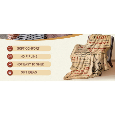 Wife Christmas Birthday Gifts from Husband Ideas- Happy Wedding Anniversary Romantic Gifts for Women- I Love You Gift for Her- Anniversary Birthday Presents for Her- to My Wife Blanket 50x60