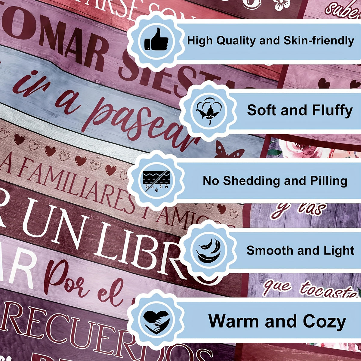A Single Elegant Gift for Retiring Women - a Soft Flannel Throw Blanket Adorned with Uplifting Spanish Phrases, a Cozy Pink Blanket Suitable for All Seasons, Featuring Floral And Butterfly Patterns, Ideal for Use on a Couch,, Or While Traveling