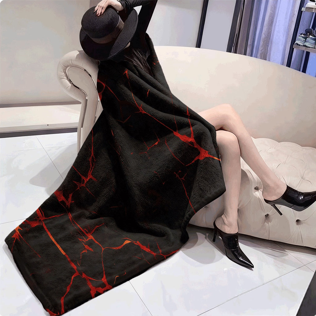 1pc Flannel Blanket Dark Retro Lava Glow Pattern Ultra-Soft Warm Blanket for Couch Sofa All Seasons