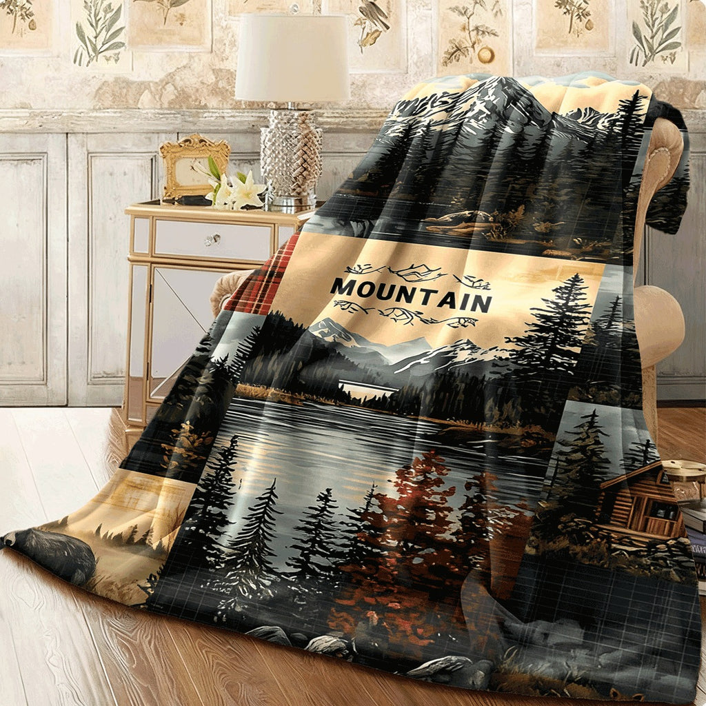 1pc Extra Large Flannel Blanket Soft Warm All-Season Spread Throw Rustic Cabin Decor in Green Brown Beige Black White Perfect for Sofa Travel Ideal Housewarming Birthday Gift