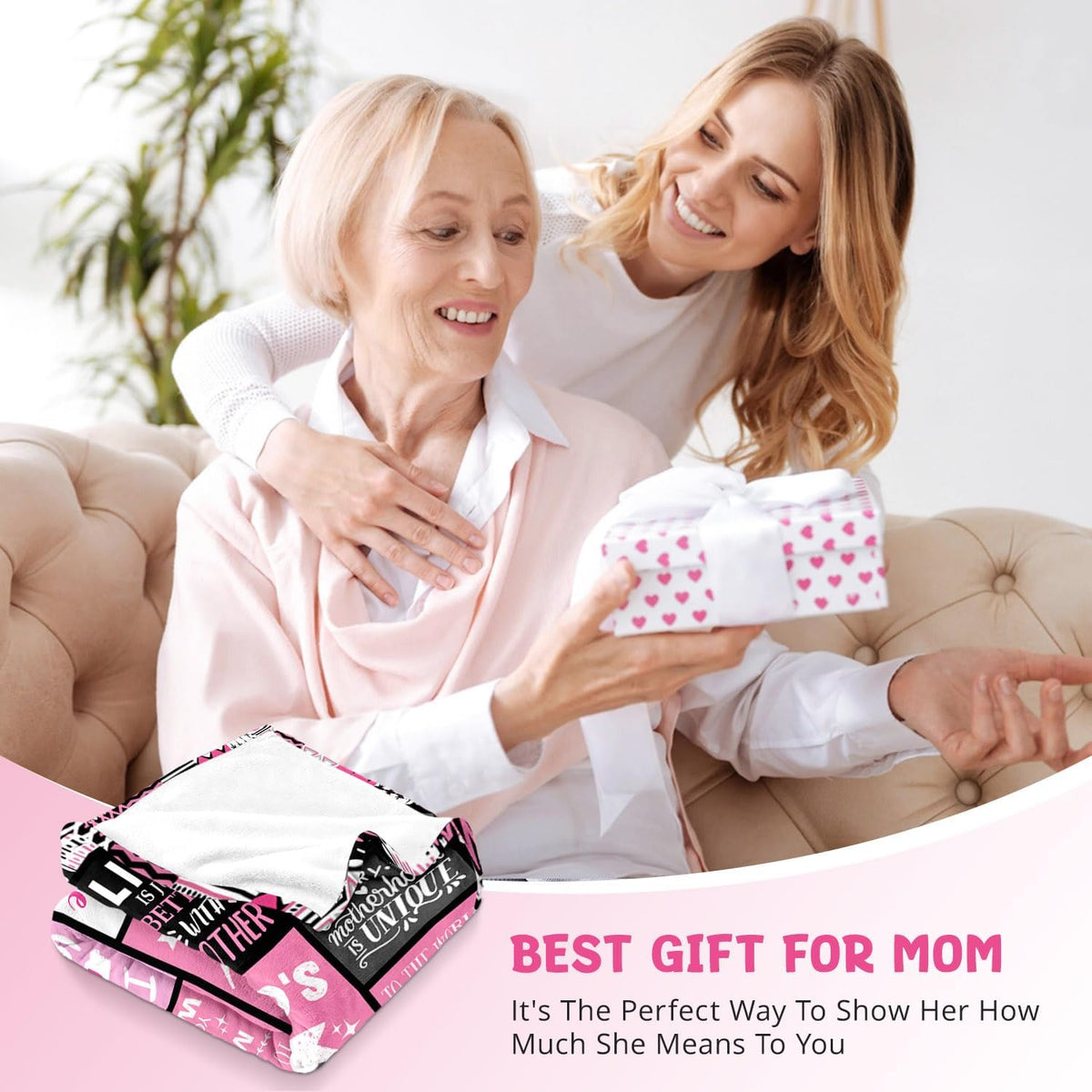 Moms Christmas Birthday Gifts- Best Mom Ever Gifts- Valentines Day Mothers Day Birthday Blanket Present for Mother from Daughter Son- Dear Moms Throw Blanket 60x80