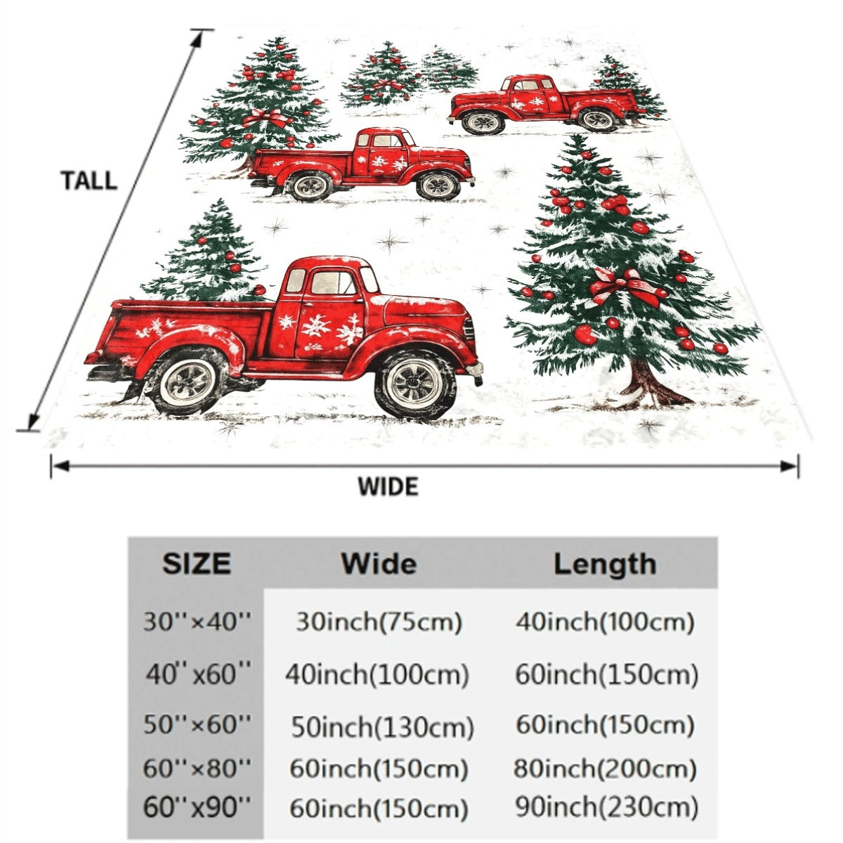1pc Christmas Winter Red Truck And Tree Flannel Blanket Cozy Warm Throw for Sofa Festive Xmas Home Decor with Snowy Christmas Trees Holiday Plush Blanket