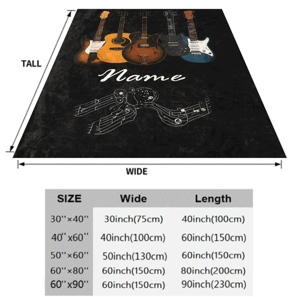 1pc [Flannel Blanket] Music Theme Throw with Colorful Guitars And Musical Notes Print Cozy Soft Flannel Material for Couch All-Season Use Perfect Gift for Music Lovers