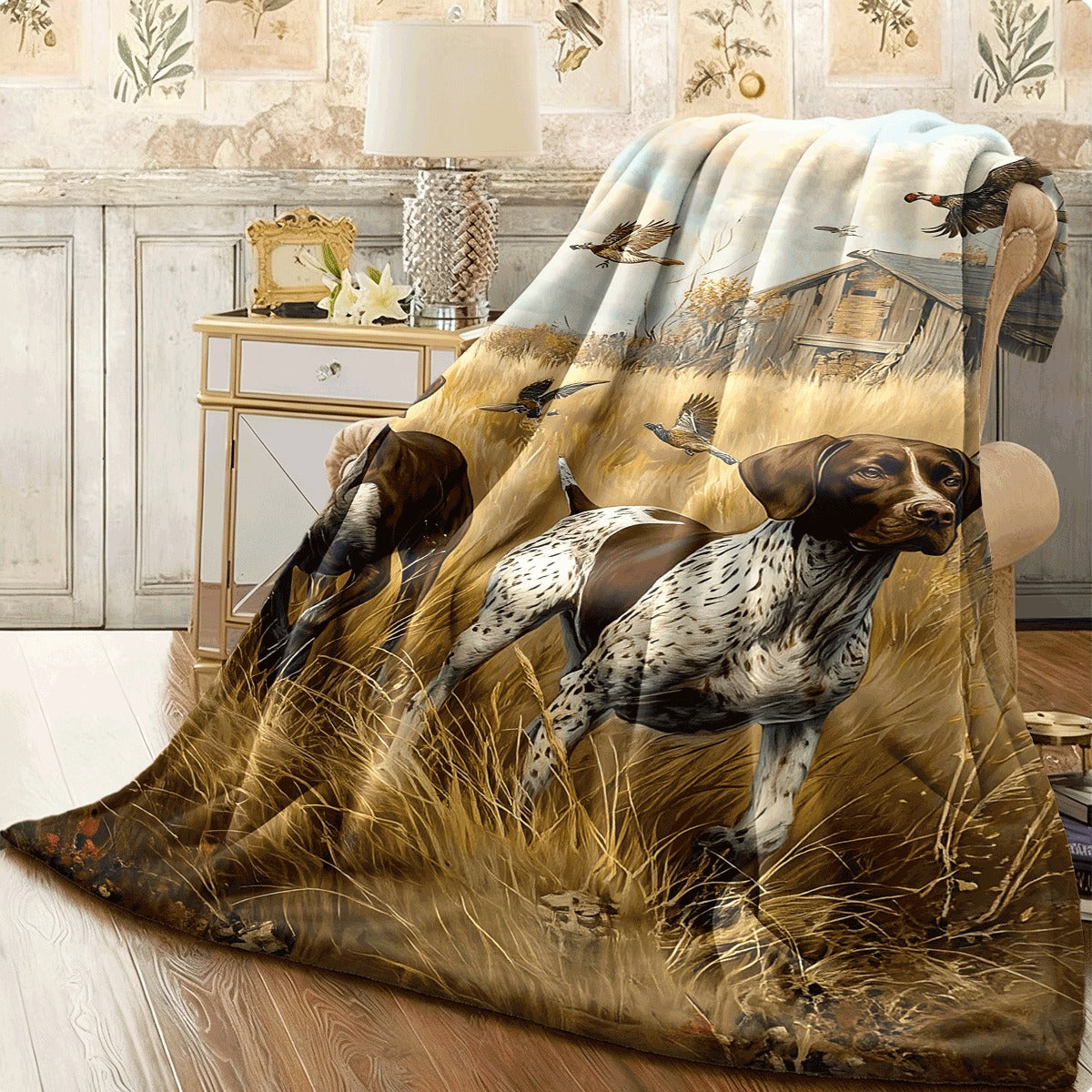 1pc German Shorthaired Pointer Dog Lovers Blanket Soft Warm Spread Suitable for Dorm Camping Travel Cozy Brown & White Pointer Retriever