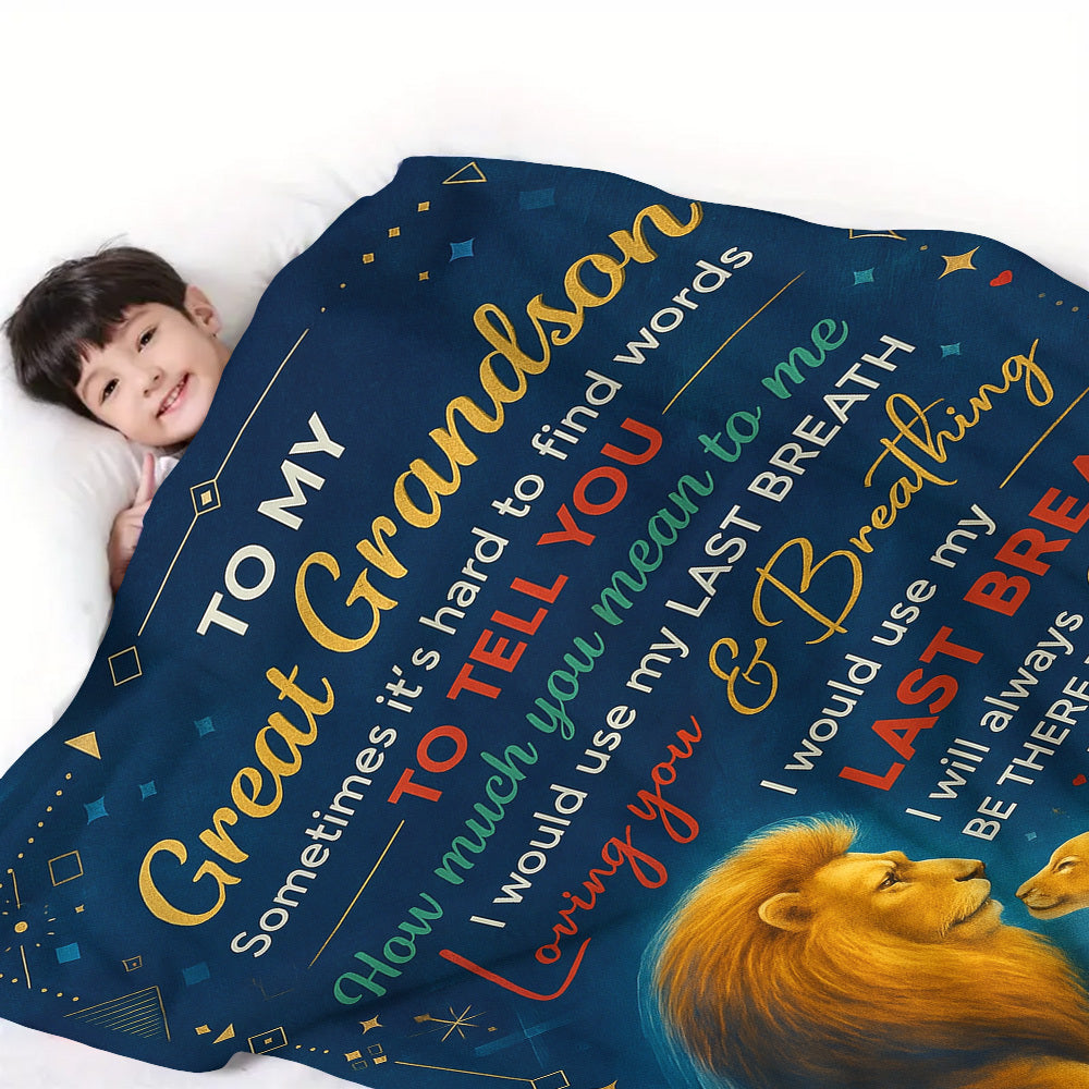 A Heartfelt Blanket Featuring Messages from His Great-Grandfather, Perfect for Birthdays, Holidays, Or Any Special Event to Convey Love And Support