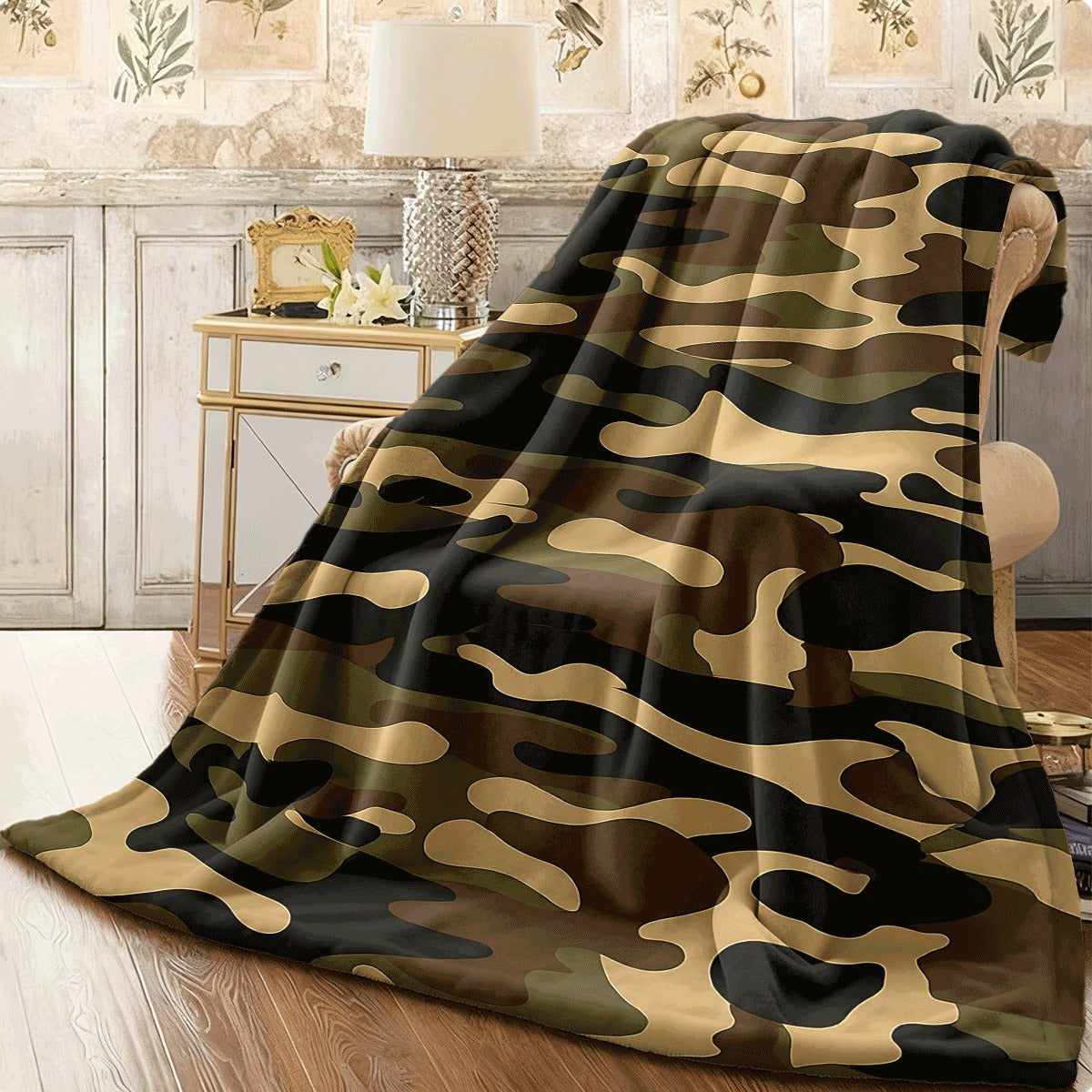 1pc Classic Camouflage Print Flannel Blanket All-Season Soft Camouflage Throw for Outdoor Camping Hiking or Home Sofa Durable Lightweight Camouflage Fleece Blanket