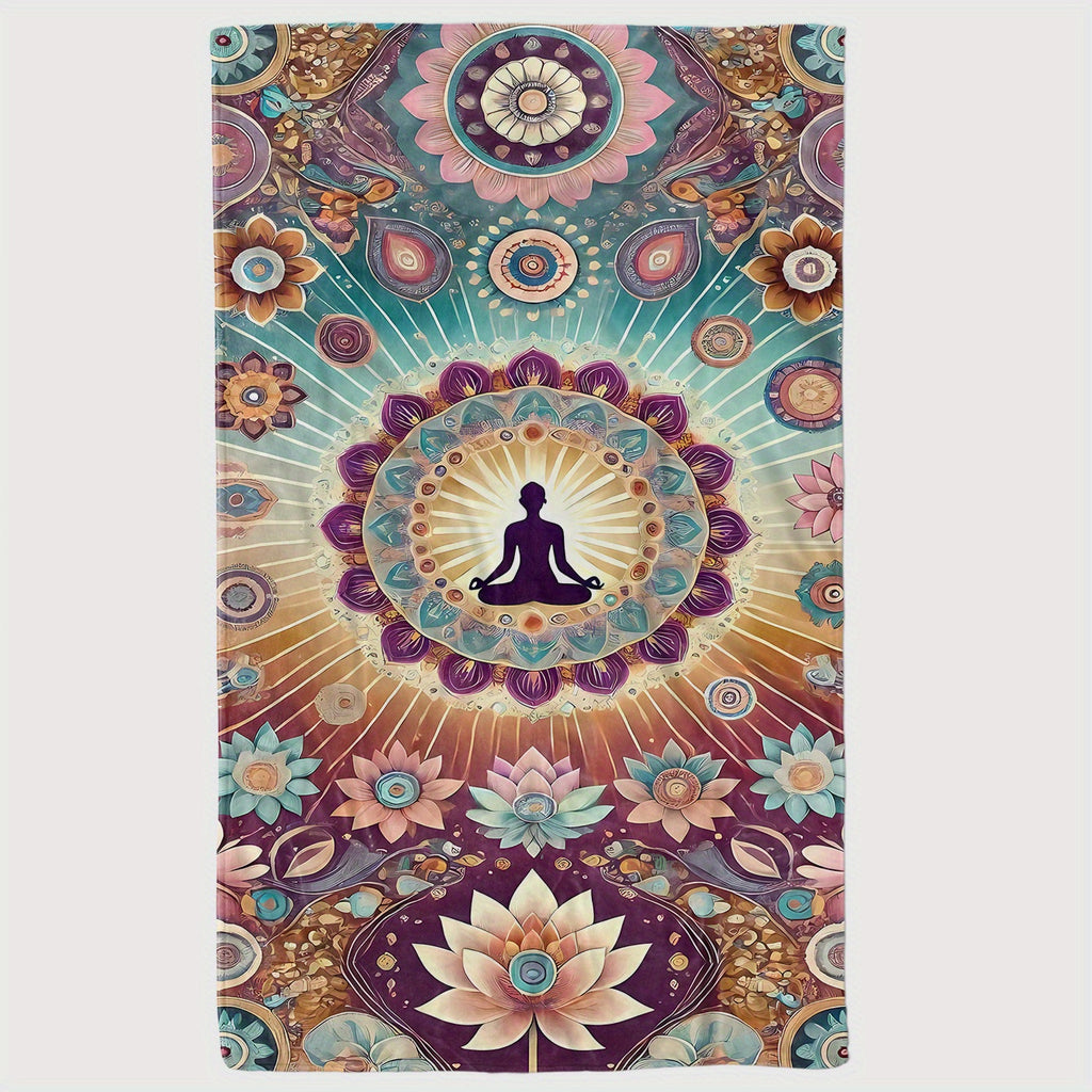 1pc Mandala Meditation Flannel Throw Blanket- Soft, Warm, and Cozy with Vibrant Yoga-Inspired Design, Perfect for Sofa,, or Office- Ideal Gift for Friends and Family, Spiritual Decor| Vibrant Throw Blanket| Digital Print Design, Yoga Gift