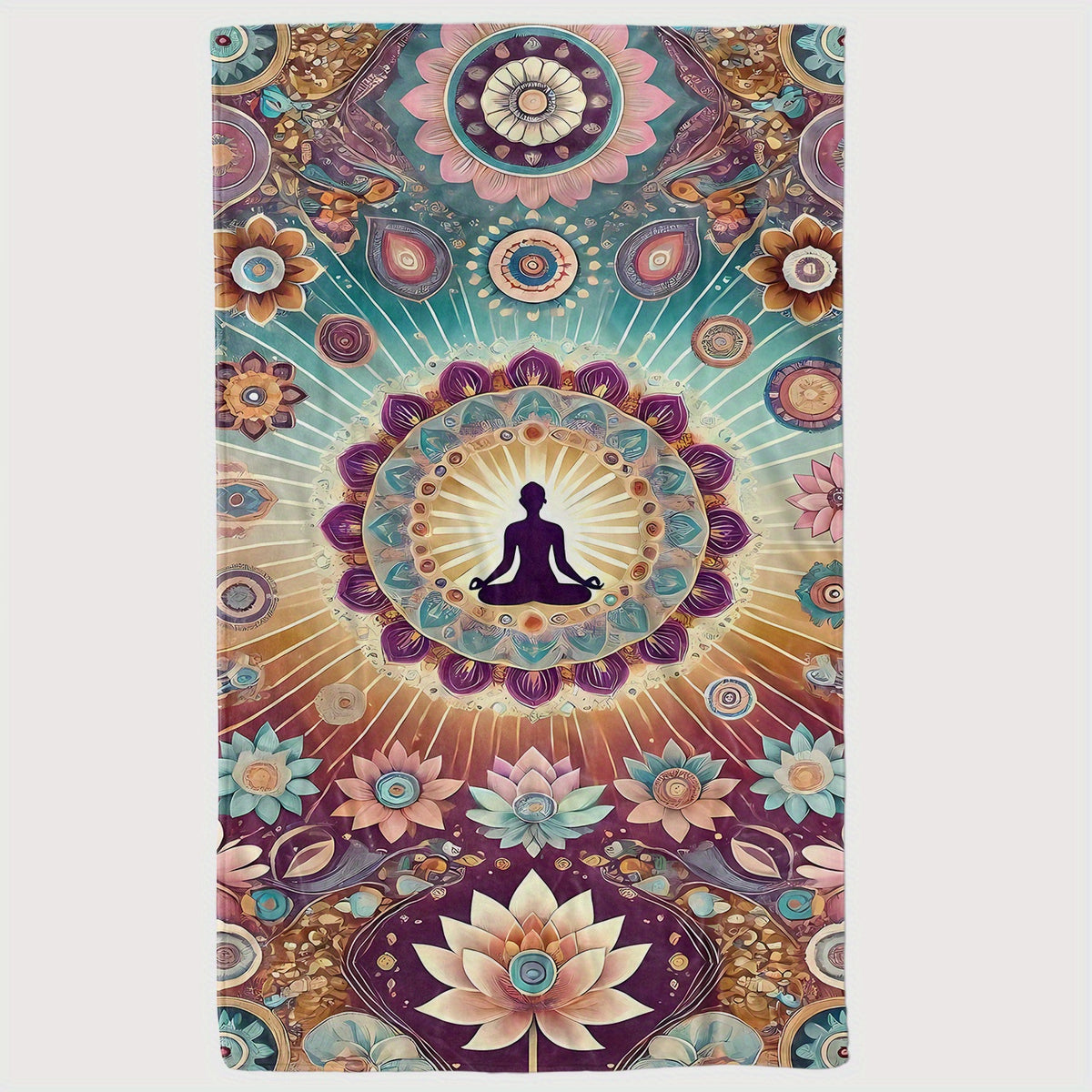 1pc Mandala Meditation Flannel Throw Blanket- Soft, Warm, and Cozy with Vibrant Yoga-Inspired Design, Perfect for Sofa,, or Office- Ideal Gift for Friends and Family, Spiritual Decor| Vibrant Throw Blanket| Digital Print Design, Yoga Gift
