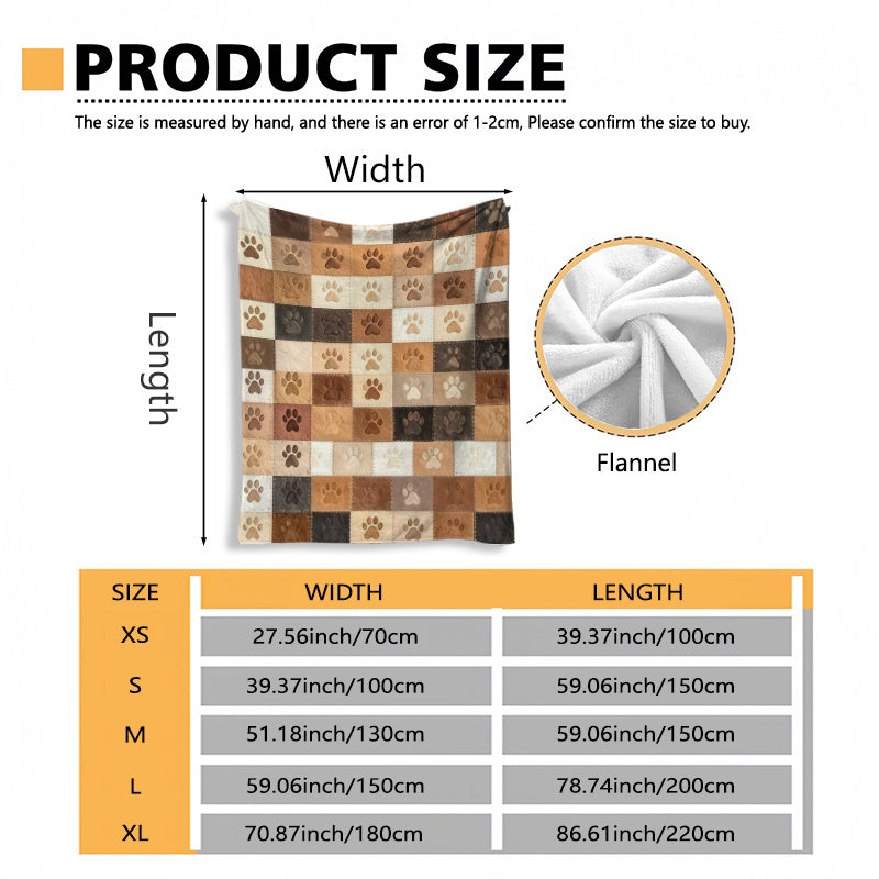 1pc of Ultra-soft Flannel Pet Paw Print Blanket - a Comfortable All-season Blanket Available in Brown, Brown-orange, Brown-yellow, and Brown-red Colors, with Patterned Styles. Suitable for Sofa,, Camping, and Travel - the Perfect Gift for Pet