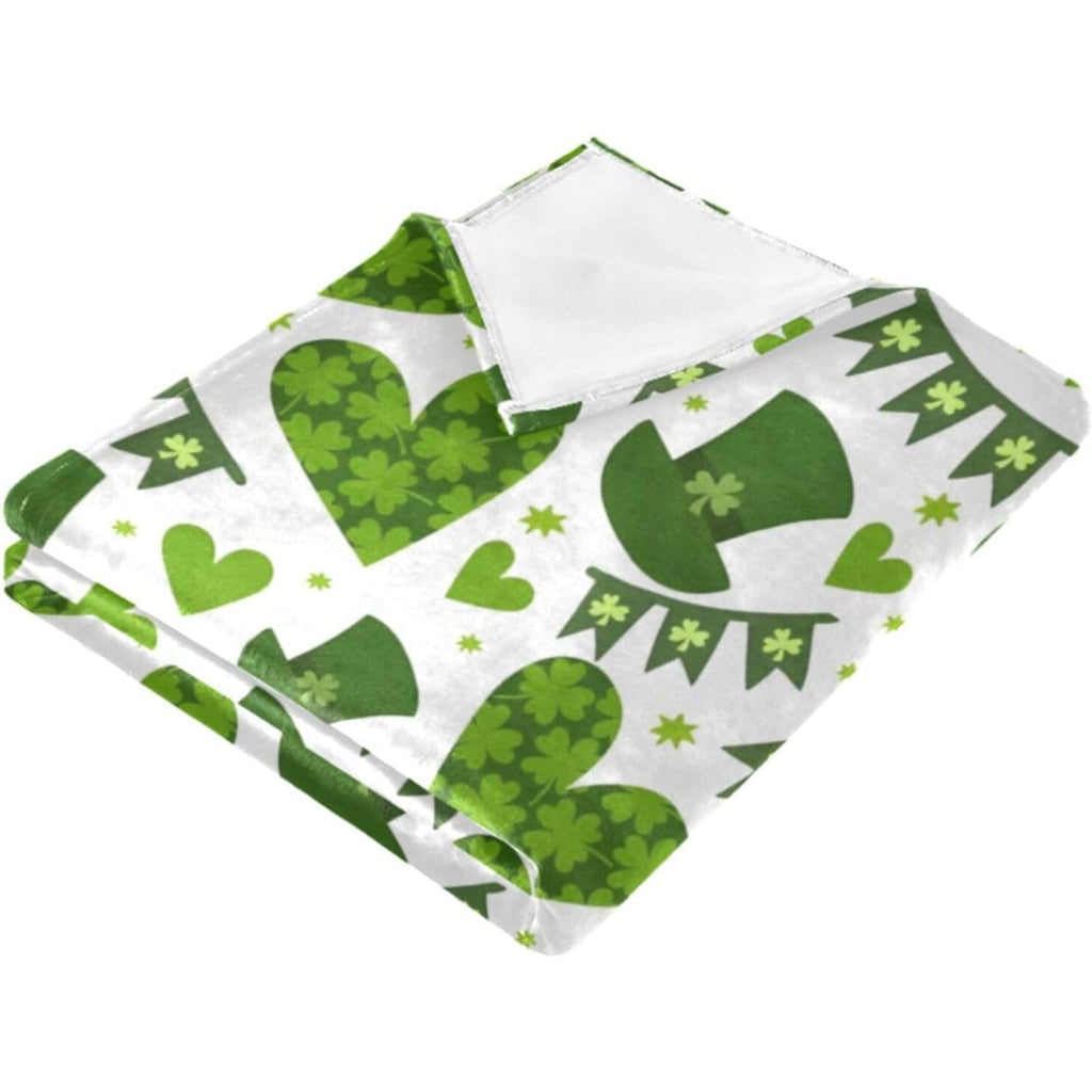 St. Patrick's Day Throw Blanket for Girls Boys, 50 X60, Lightweight Fuzzy Flannel Blanket for Couch, Sofa,, Travel