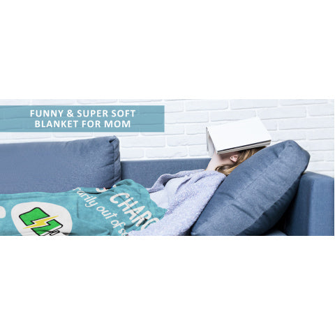 Craftique Humorous Presents for Mother'S Birthday And Valentine'S Day - Mom Is a Charging Blanket - Gifts for New Mothers, an Ultra-Soft Throw Blanket for Napping And Travel, Measuring 60 by 50