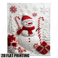 1pc Christmas Snowman and Candy Cane Themed White Flannel Large Blanket, Festive Atmosphere Design, Oversized Throw Blanket, Winter Decoration, Durable Plush Surface, Suitable for All Seasons, Ideal for Holiday Home Decor, Home Naps, and Balcony