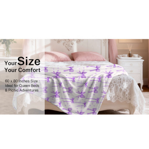 for Lotus Karen Bow Blanket 60x80 Inch Soft Lightweight Flannel Throw Blanket with Purple Bow Christmas Birthday Valentine's Day Gifts for Girls Women Coquette Preppy Decor for Bedroom Dorm Bed Sofa