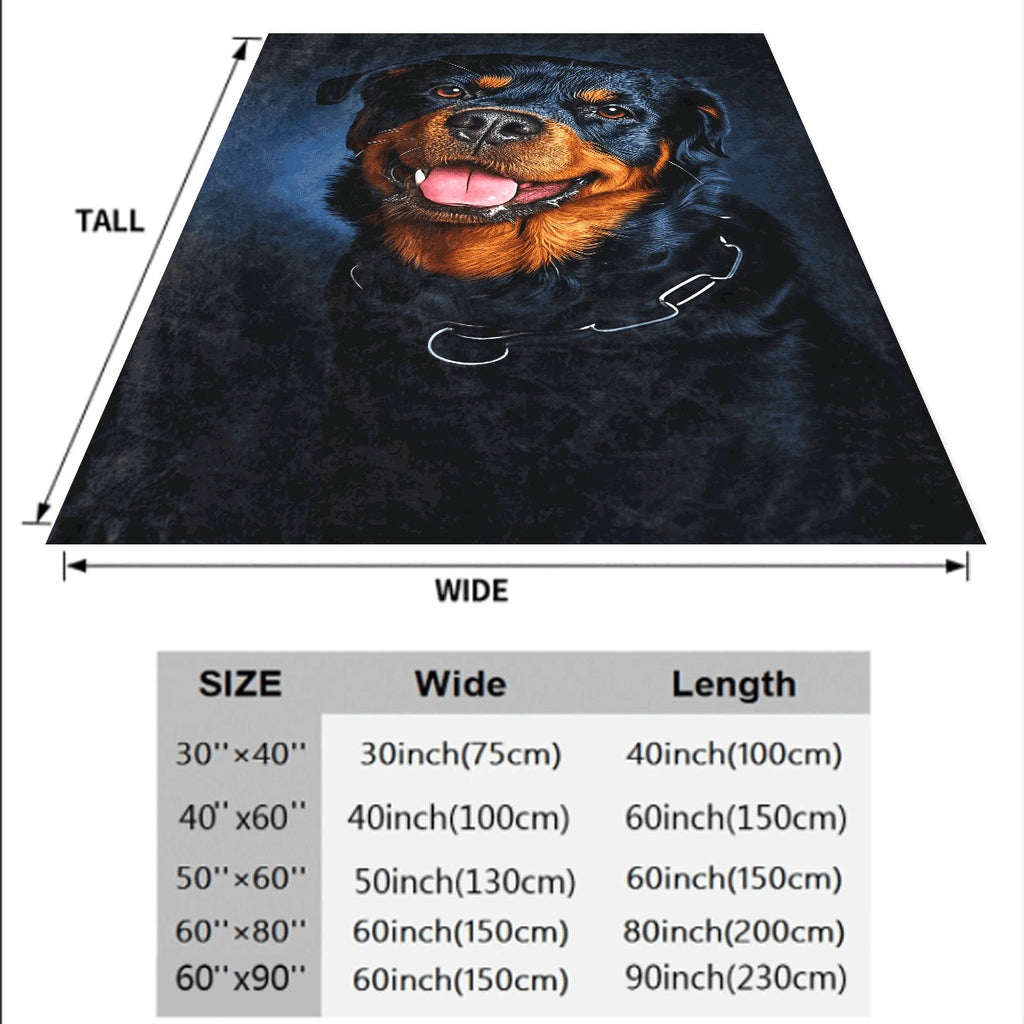1pc Rottweiler Dog Print Soft Fleece Throw Blanket 200-250g Polyester All-Season Anti-Tear Multi-Use for Sofa Office Camping Travel Perfect Gift Home Kitchen Ding Rustic Style Anim