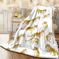 1pc Tiger Pattern Soft Flannel Blanket Orange And Black Tiger Prints Cozy All-Season Sofa Throw Blanket Machine Washable