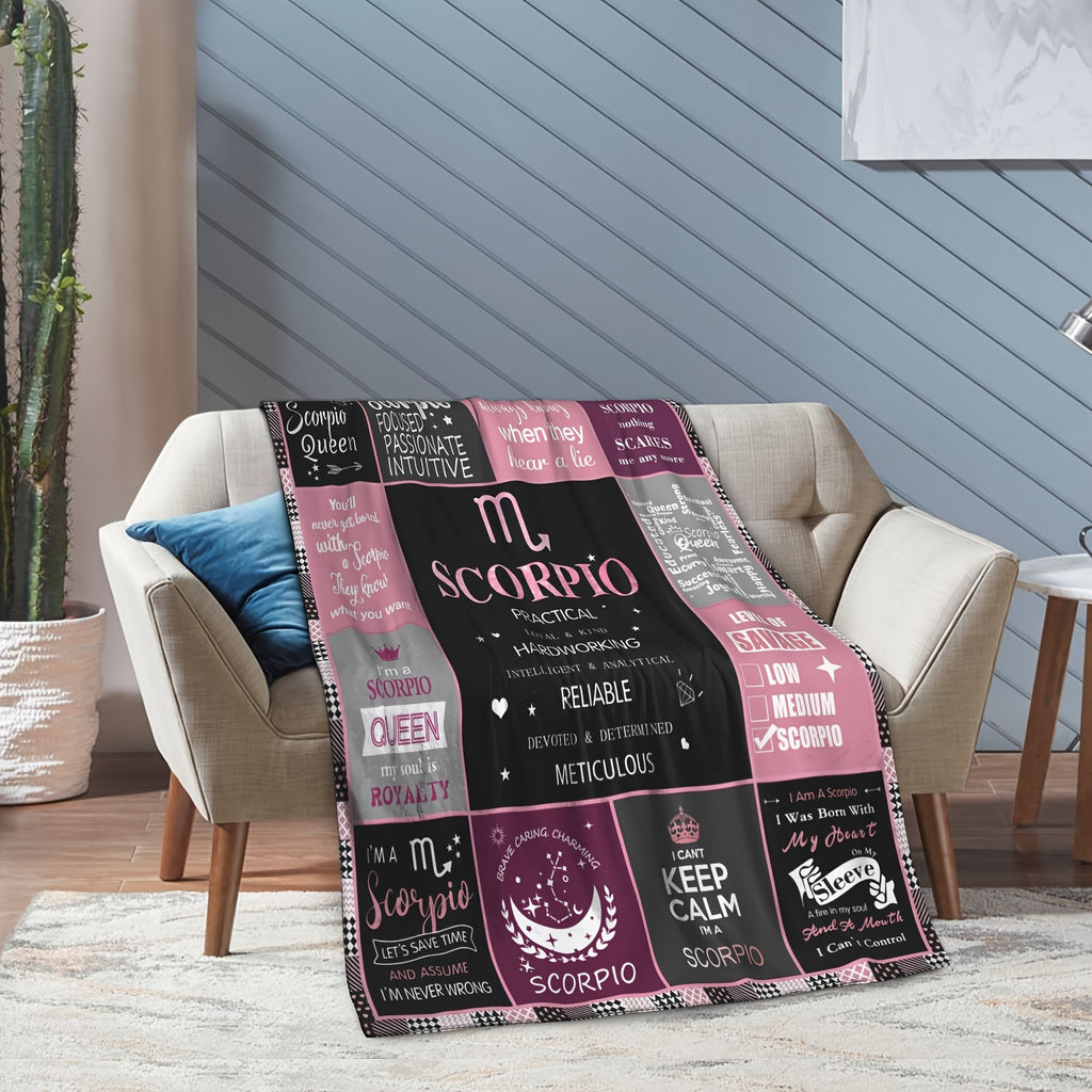 1pc Zodiac Blanket Gift for Women and Men, Birthday Christmas Gift Idea, Aries, Taurus, Gemini, Cancer, Leo, Virgo, Libra, Scorpio, Sagittarius, Capricorn, Aquarius, Pisces, Zodiac Women Blanket Gift, Zodiac Themed Home Decor 60x80