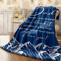 1pc Dad Gift Blanket from Daughter & Son Soft Flannel Throw with Heartfelt Letter & Mountain Design All-Season Cozy Blanket for Sofa Office Thoughtful Gift for Fathers Day Birthday C