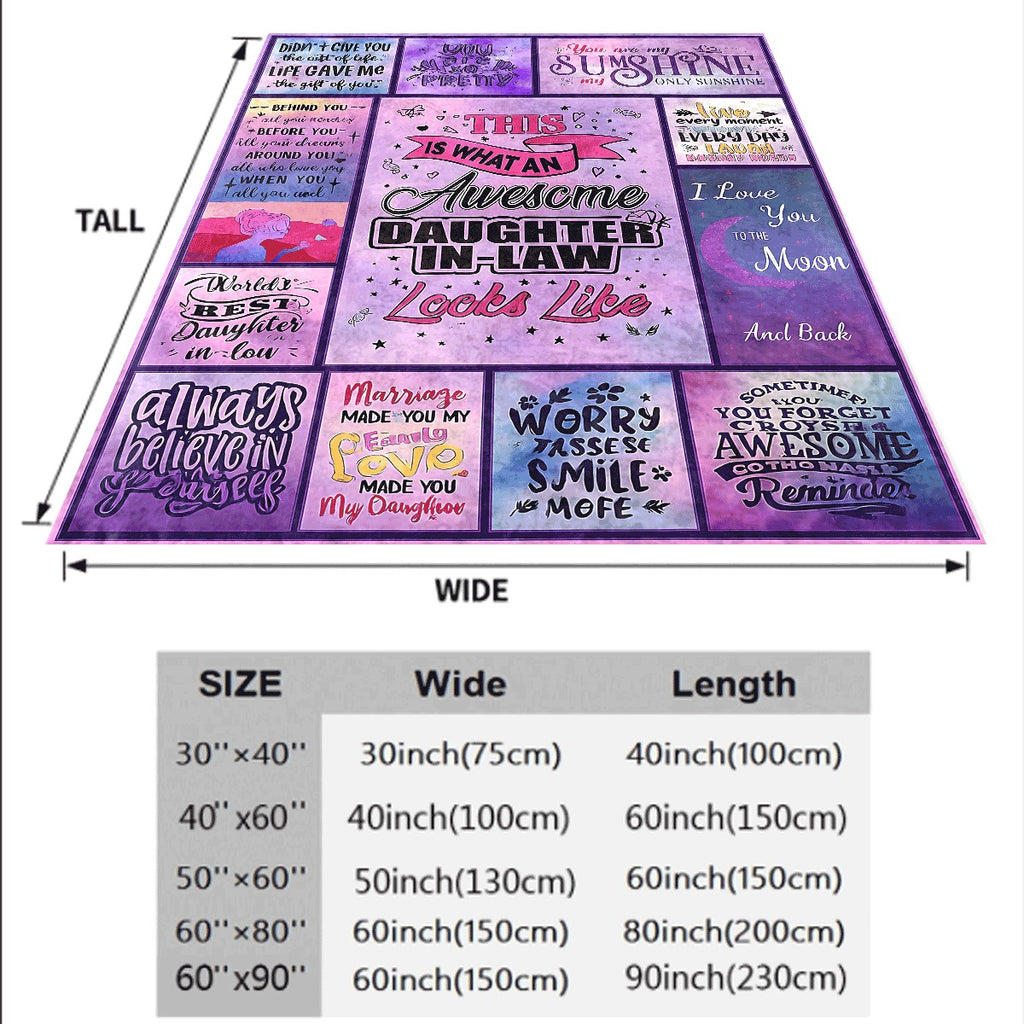 1pc Soft Flannel Blanket with Heartwarming Daughter-in-Law Themed Quotes & Purple Pastel Design Cozy Warm All-Season Throw for Sofa Meaningful Gift for Daughter-in-Law