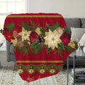 1 Christmas Floral and Bell Pattern Flannel Blanket, Soft, Comfortable, and Warm, with a Red Festive Design. A Four-season Universal Sofa Throw and Warm Cover Blanket, Available in Multiple Sizes. Suitable for Living Room Sofas, Bedroom