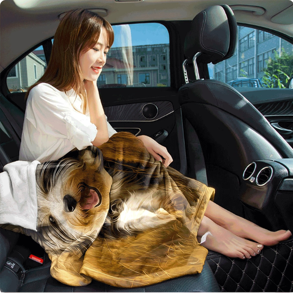 1pc Blanket Soft Single Sided Printed Blanket, A Happy and Smiling Bearded Collie Dog, Suitable for Napping, Camping, and Traveling, AH812BYE1904