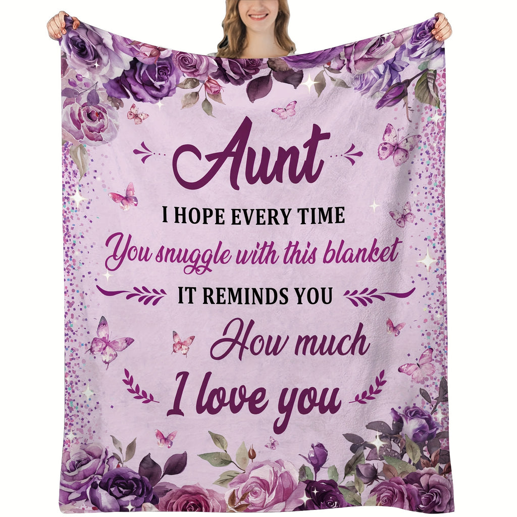 Floral Aunt Blanket: A Heartfelt Gift for Your Beloved Aunt- Perfect for Pet, Teenagers, Or Adults- Machine Washable- Contemporary Style- All Seasons Suitable