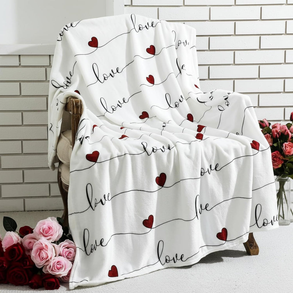 Valentine's Day Throw Blanket Ultra Soft Flannel Blanket for Bed and Couch Cozy Holiday Theme Throw Warm Winter Valentines Decoration, 50 X 60 Inches