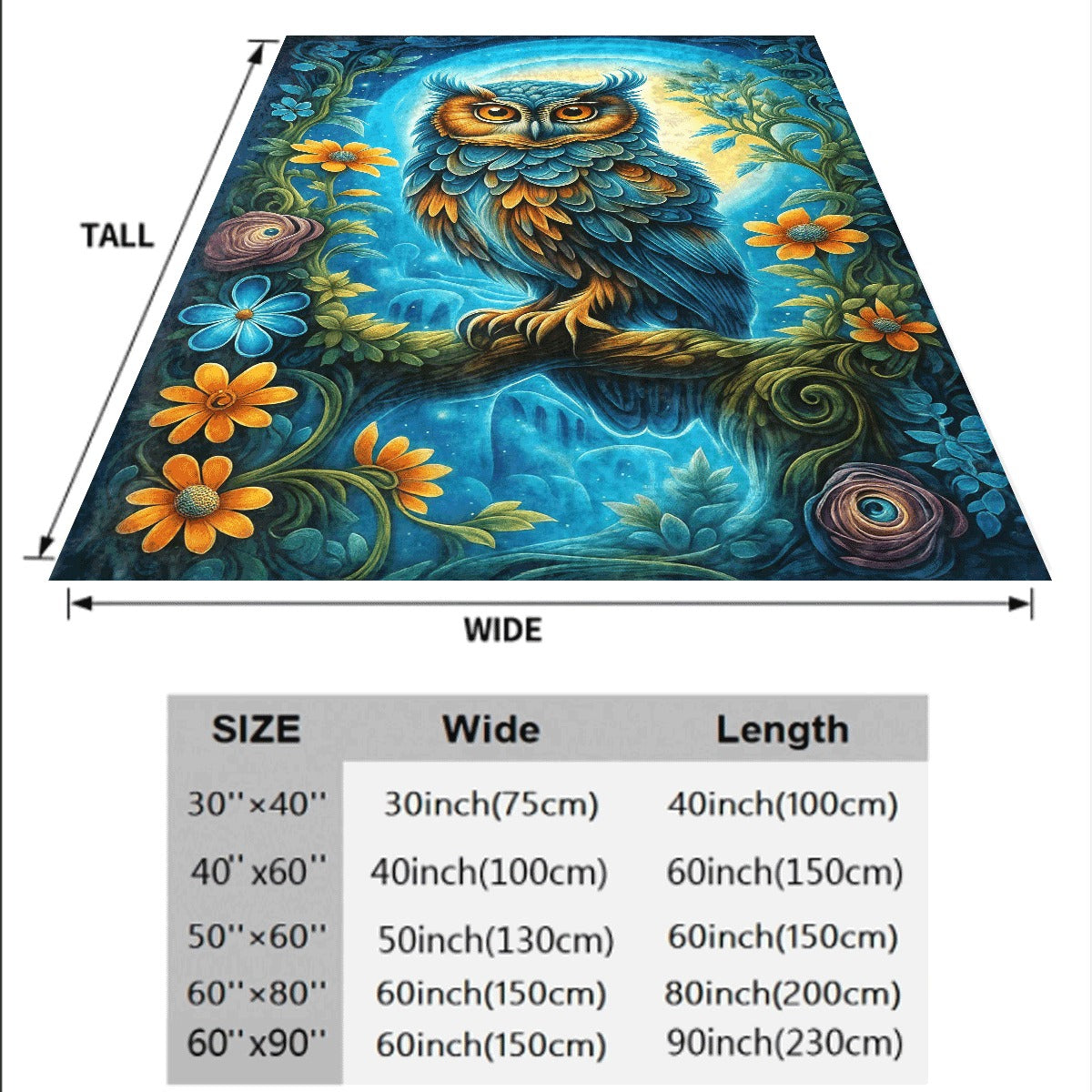 1pc Colorful Owl Print Flannel Blanket Soft Warm All-Season Throw for Sofa Office Camping Travel Vibrant Floral Print Design Perfect Gift for Owl Enthusiasts Cute Blanket