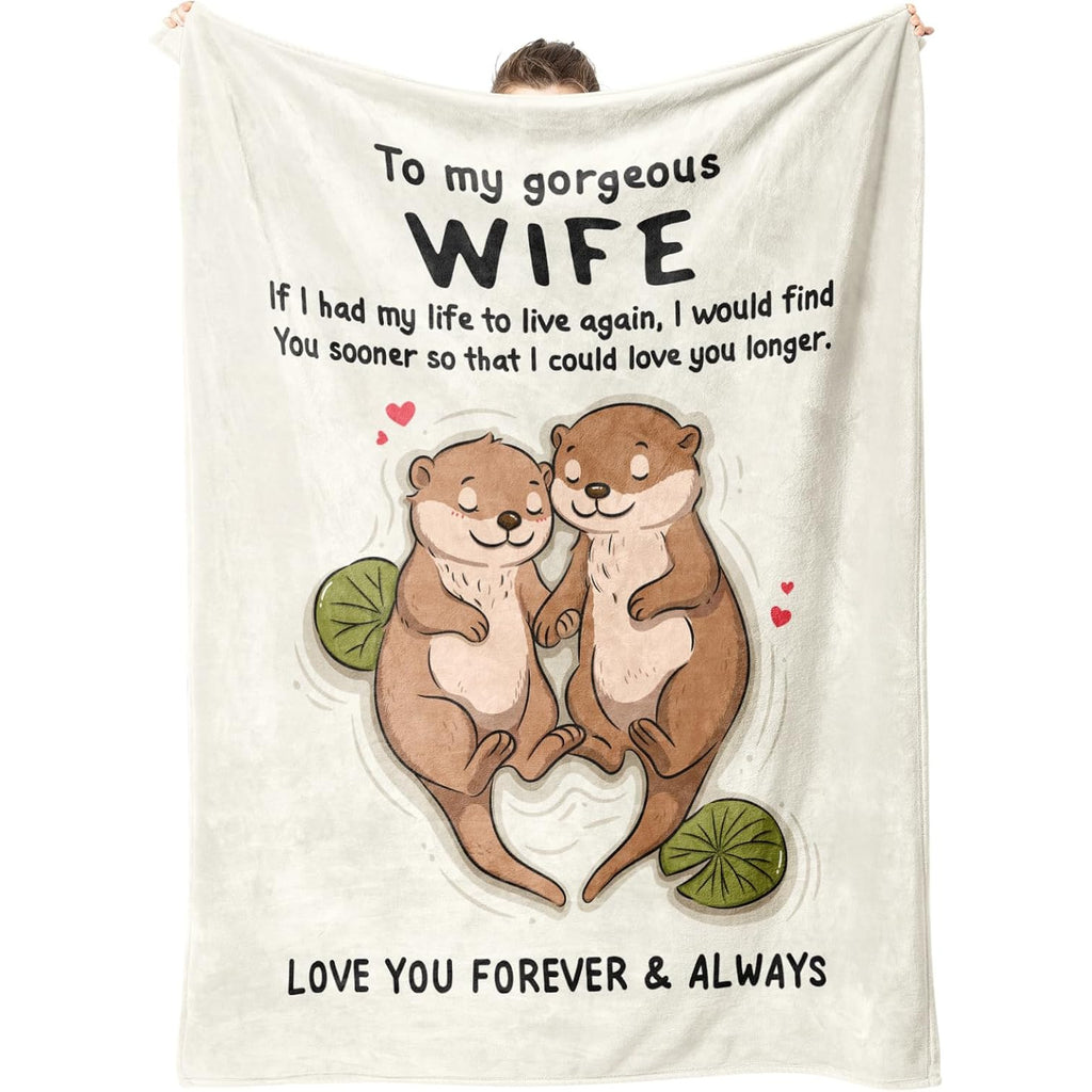 BeneCharm Funny Gifts for Wife, Wife Birthday Gift Ideas, to My Gorgeous Wifey Blanket, Wedding Anniversary Romantic Gift for Wifey, Valentines I Love You Gifts for Her, 60'' X 50''