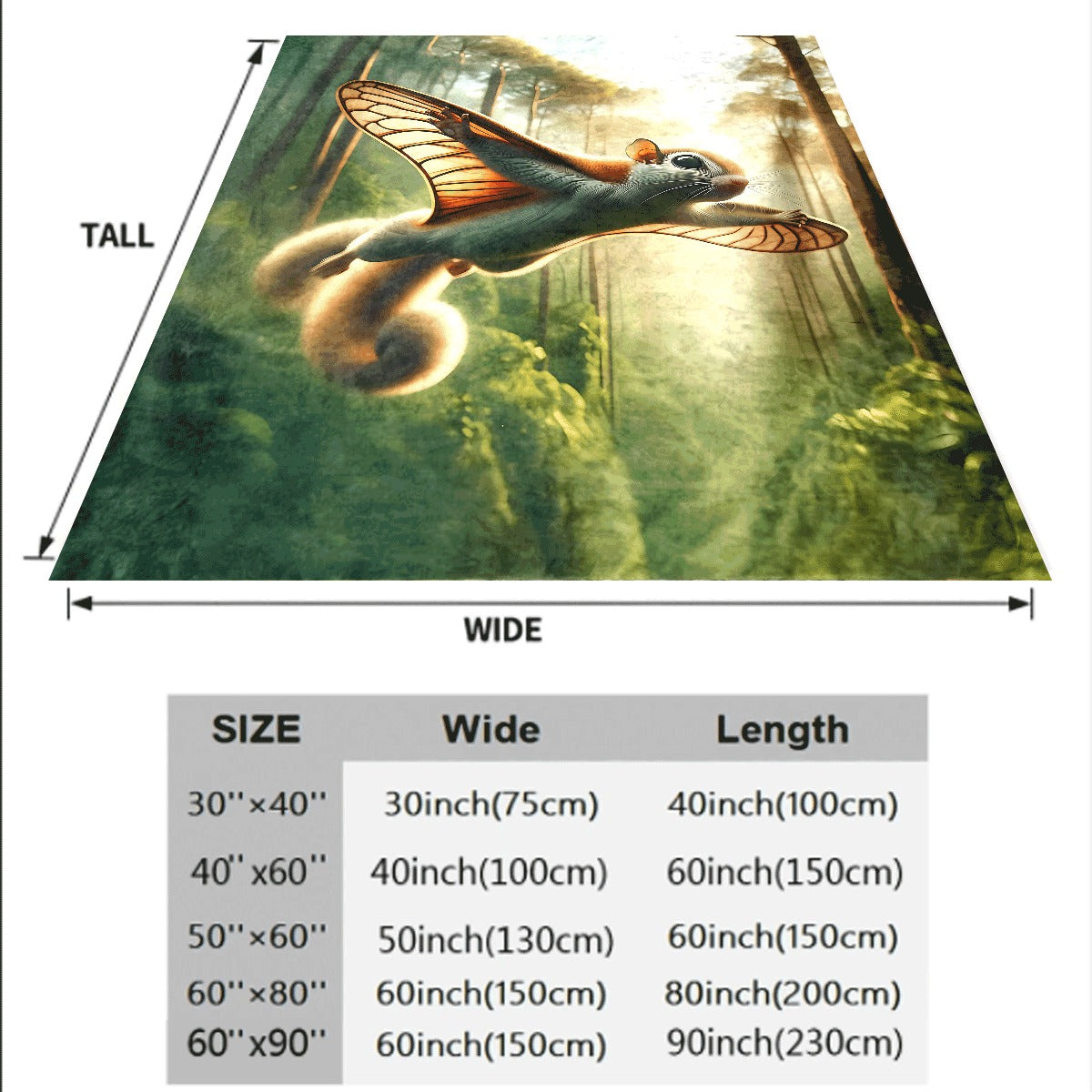 1pc Enchanted Forest Gliding Squirrel Ultra-Soft Flannel Blanket Nature Adventure Home Decor Throw for Sofa And