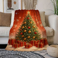 1pc Christmas Red Pine Tree And Gift Box Pattern Flannel Blanket, Festive Warm Decor Design, Soft Plush All-Season Use, Suitable for Weekend Sofa Naps, Home Leisure, And Entertainment
