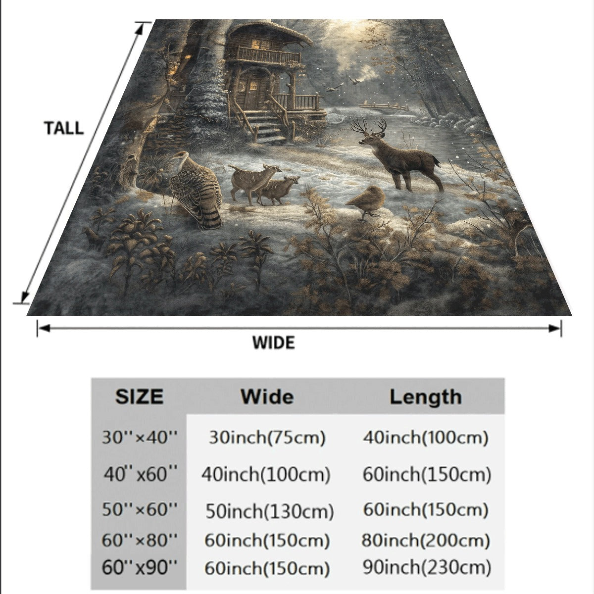 1pc Soft Flannel Elk And Deer Forest Blanket Thick Warm All-Season Throw Couch Throw Or Travel Cover Green Brown Gray Beige Hunting Lodge Design with Elk Deer And Birds Rustic Cabin Style