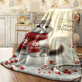 1pc Christmas Flannel Blanket Hello Winter Cat and Cardinal Design Soft Warm Cozy Sofa Office Throw Blanket Nap Blanket Halloween Christmas Gift