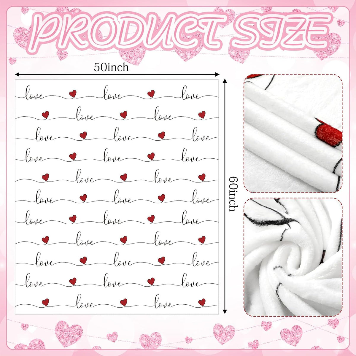 Valentine's Day Throw Blanket Ultra Soft Flannel Blanket for Bed and Couch Cozy Holiday Theme Throw Warm Winter Valentines Decoration, 50 X 60 Inches