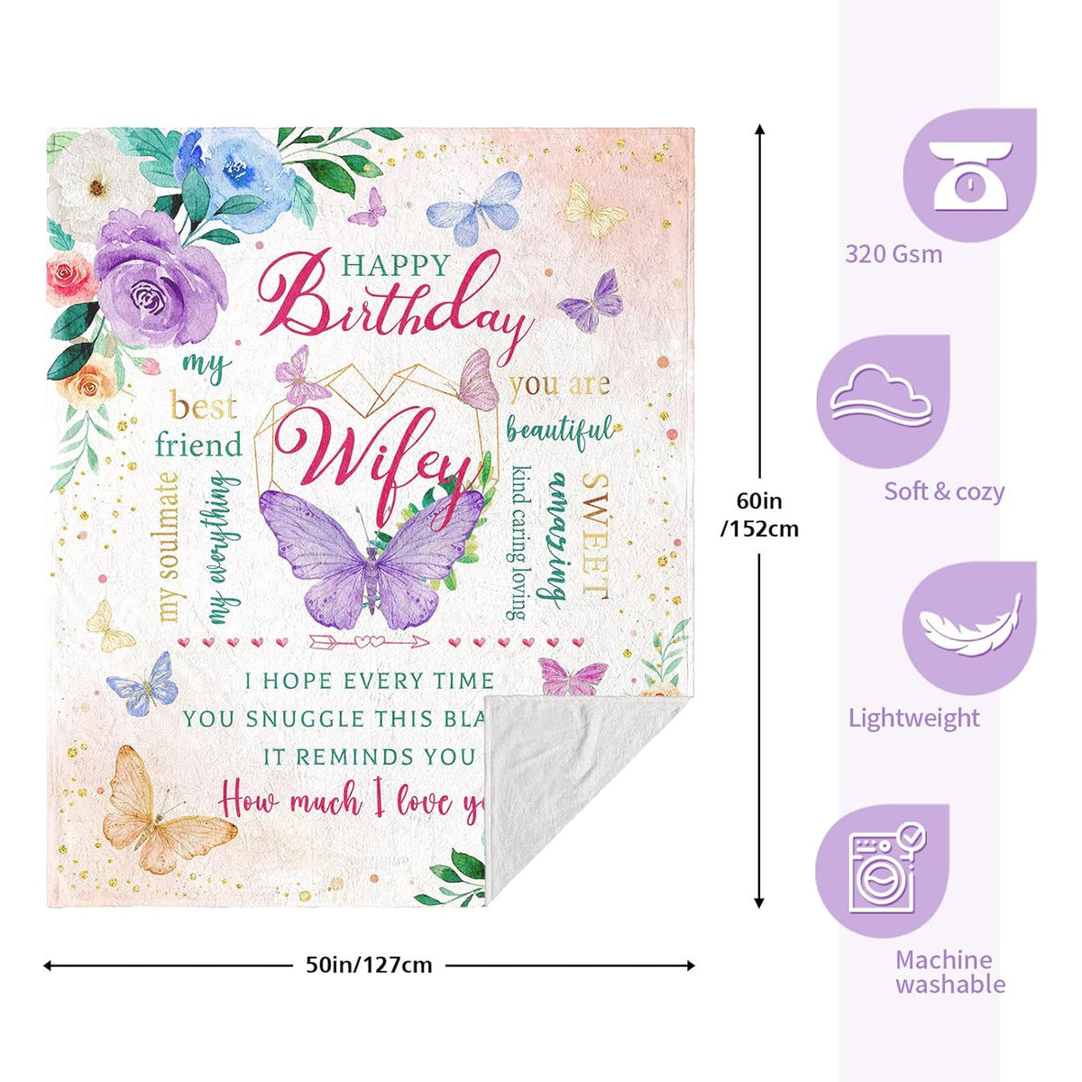 Suggestions for Birthday Presents for Your Wife, Unique Gifts for Her Special Day, And a Cozy Throw Blanket Measuring 60 X 50 to Celebrate Her Birthday