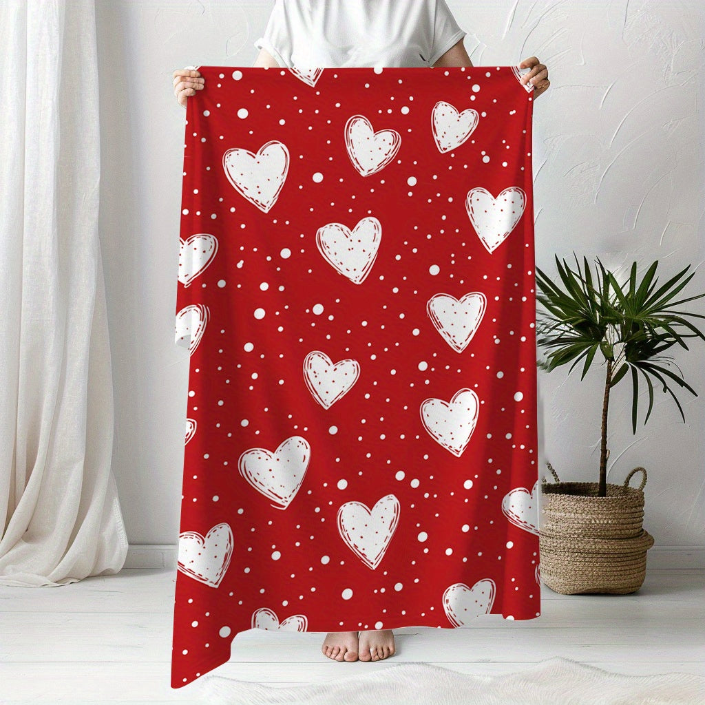 A Heart-patterned Blanket That's Warm and Cozy, Perfect for Commemorating Special Moments. It's an Ideal Holiday Gift for Classmates, Friends, Family, and Partners, Suitable for Naps, Camping, Travel, Car Use, and Home Office Decoration.