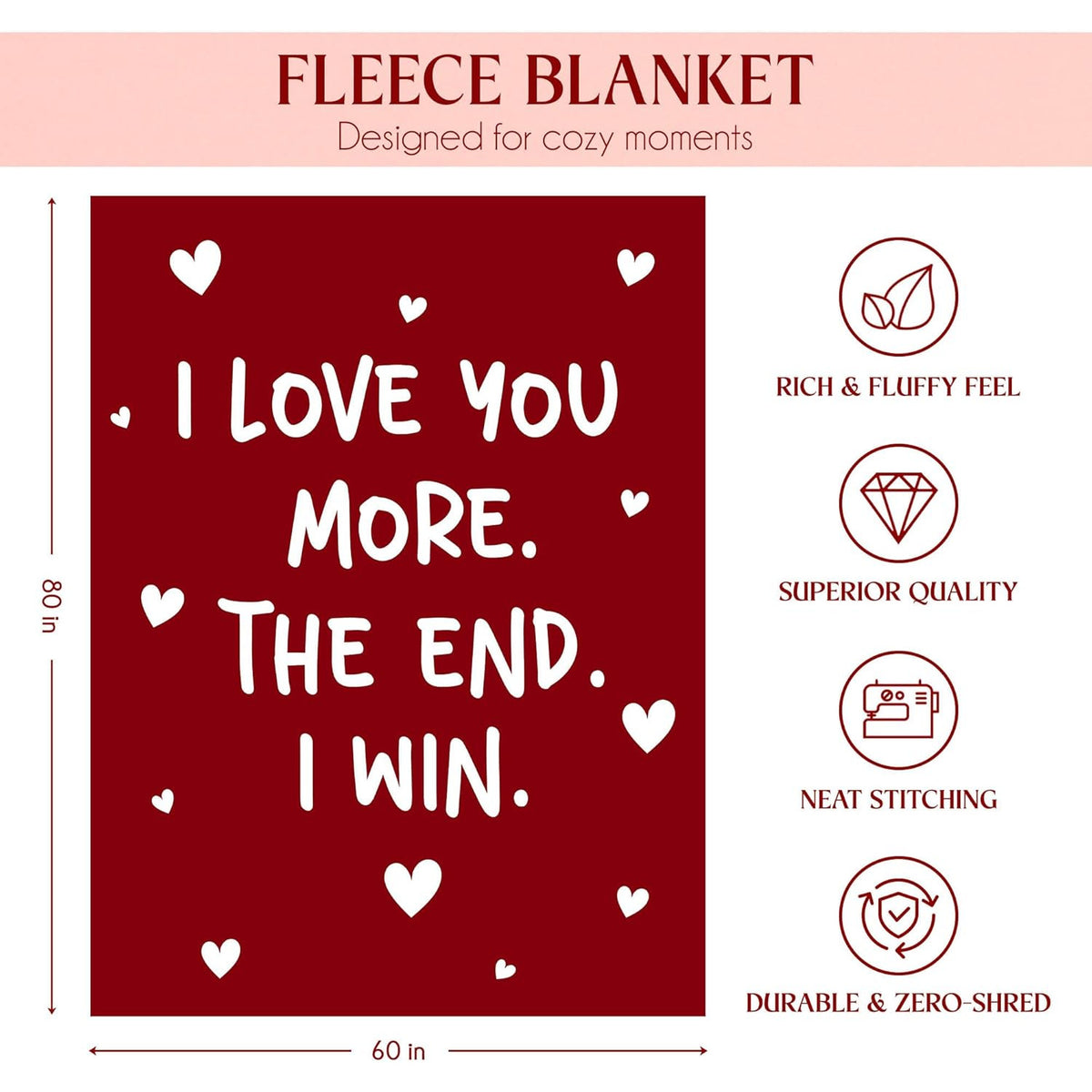 Valentines Day Gifts for Him Her- I Love You More Super Soft Flannel Throw Blanket 60x80 In- Anniversary Wedding Gifts for Men Women Girlfriend Boyfriend, Romantic Husband Wife Birthday Gift