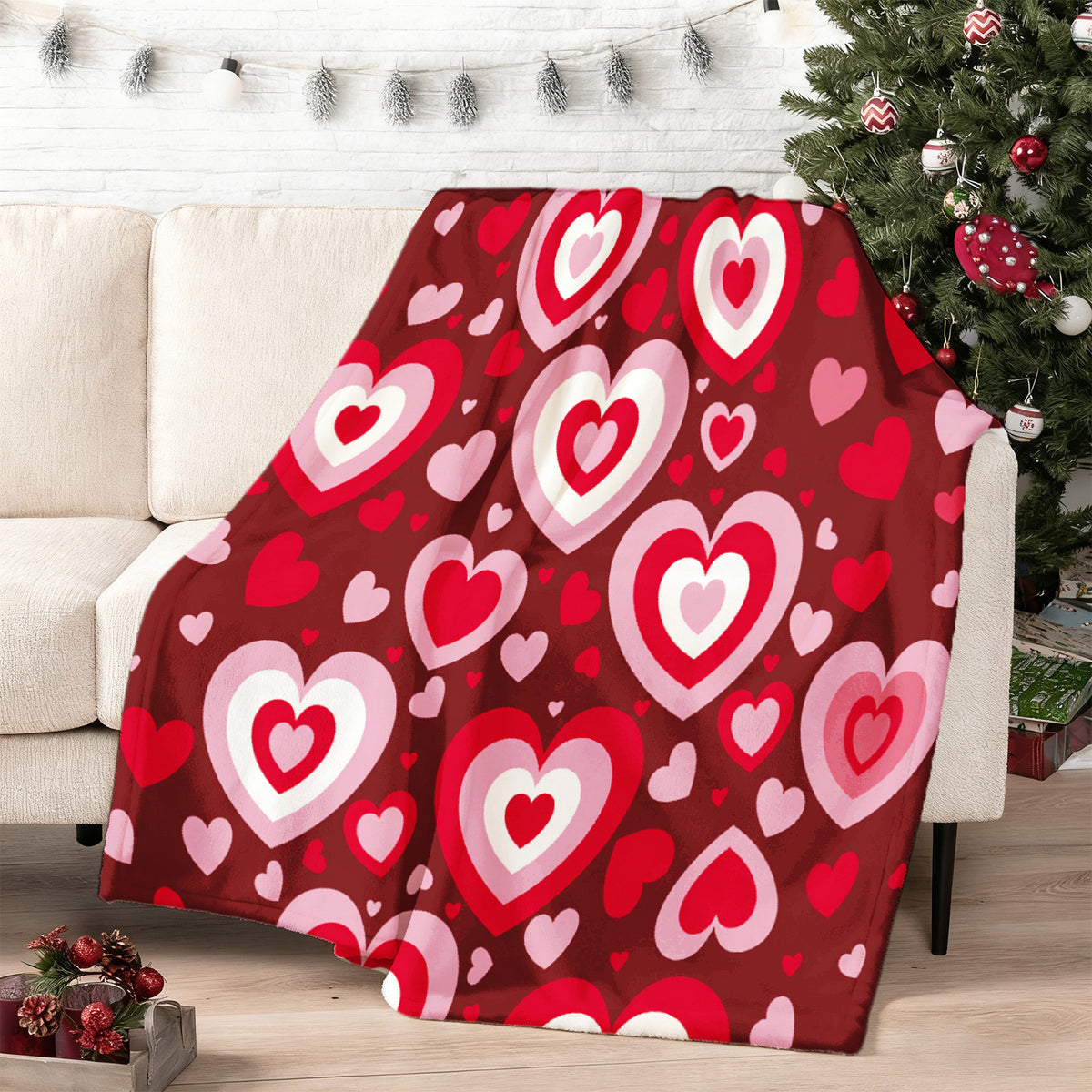 1pc Ultra-Soft Cozy Love Heart Print Bedspread/Throw Blanket - 280GSM All-Season Warm Machine Washable Bedspread Suitable for Boys, Girls,,, Birthdays, Valentine's Day Gift - Multicolor Heart Print Bedspread for Travel, Camping, Home Decor