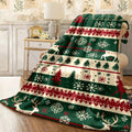 1pc Christmas Reindeer Theme Digital Print Flannel Blanket 100% Fiber, All-Season Light Warmth for Beds And Sofas, Festive Style to Spread Christmas Cheer, Soft Light Beige-Friendly Gift for Holidays