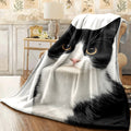 1pc Adorable Cow Cat Flannel Blanket Super Soft Light Beige-Warming Throw with Cute Cat Print All-Season Cozy Blanket for Couch And Home Decor Perfect Gift for Cat Lovers Cat Blanket