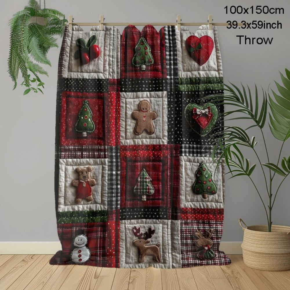 1 Christmas Holiday Pattern Blanket, Featuring a Warm Festive Design with a Soft Plush Surface. Made of Lightweight and Durable Flannel Material, Available in Multiple Sizes. Perfect for Christmas, Living Room Relaxation, Bedroom Warmth