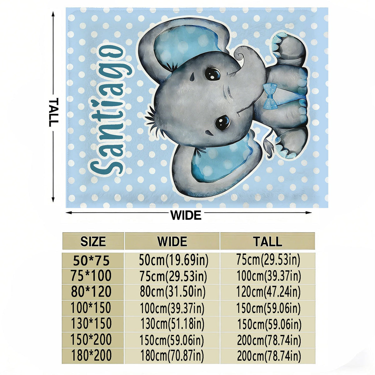 Personalized Custom Name Blanket, Cute Elephant Fleece Blanket, Gift for Outdoor Enthusiasts, All-Season Plush Blanket, Suitable for Home And Travel, Comfortable Personalized Blanket, Ideal Holiday Gift for Family And Friends