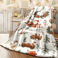 1pc Cozy Christmas-Themed Flannel Throw Blanket Soft Lightweight And Warm for Sofa Travel And Camping Festive Digital Print Design Perfect for Holiday Gifting