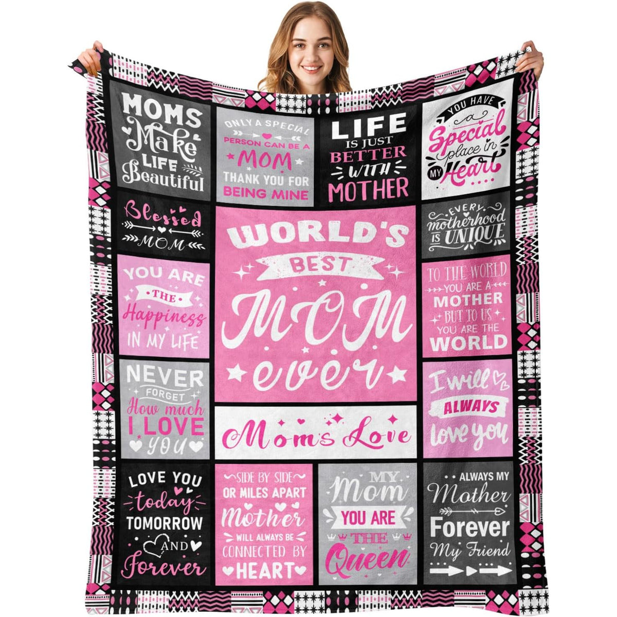 Moms Christmas Birthday Gifts- Best Mom Ever Gifts- Valentines Day Mothers Day Birthday Blanket Present for Mother from Daughter Son- Dear Moms Throw Blanket 60x80