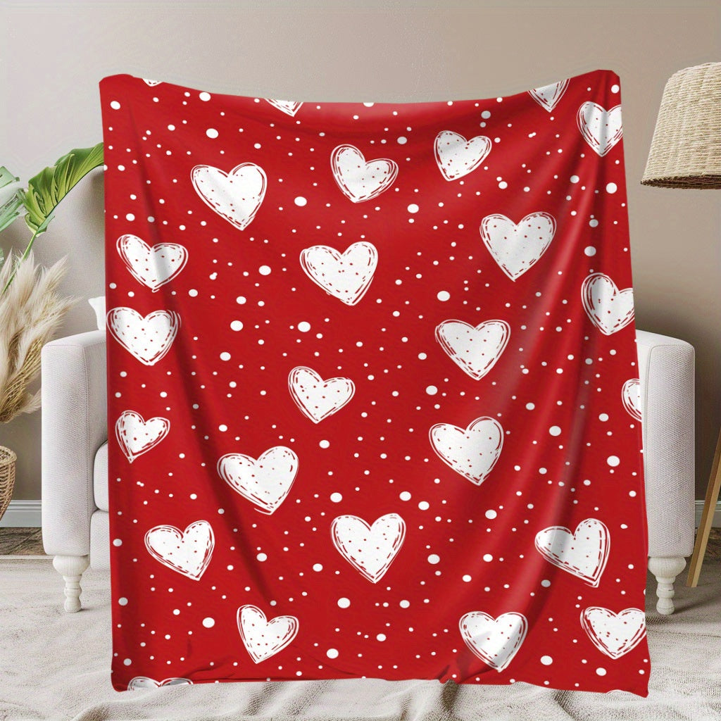 A Heart-patterned Blanket That's Warm and Cozy, Perfect for Commemorating Special Moments. It's an Ideal Holiday Gift for Classmates, Friends, Family, and Partners, Suitable for Naps, Camping, Travel, Car Use, and Home Office Decoration.