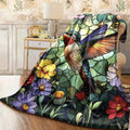 1pc Cozy Hummingbird & Floral Flannel Throw Blanket Perfect Gift for Women Moms on Birthdays Christmas Valentine's Day Soft Warm and Versatile for Couch Office and Travel