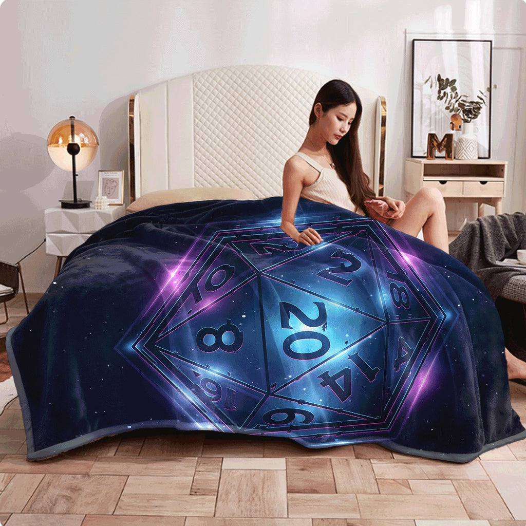 1pc of a Soft, Reversible Flannel Blanket Featuring a Cozy Rpg-Themed Dice Design, Suitable for All Seasons. an Ideal Gift for Gamers, Family, And Friends, Available in Sizes 30.71X46.85 inch, 50.0X58.66 inch, And 58.66X77.95 inch