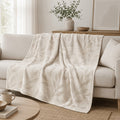Blanket, Light Oat Abstract Leaf Shadow Blanket, Nordic Simple Plant Style Soft Blanket, Living Room Sofa Bedroom Natural Home Decoration Blanket