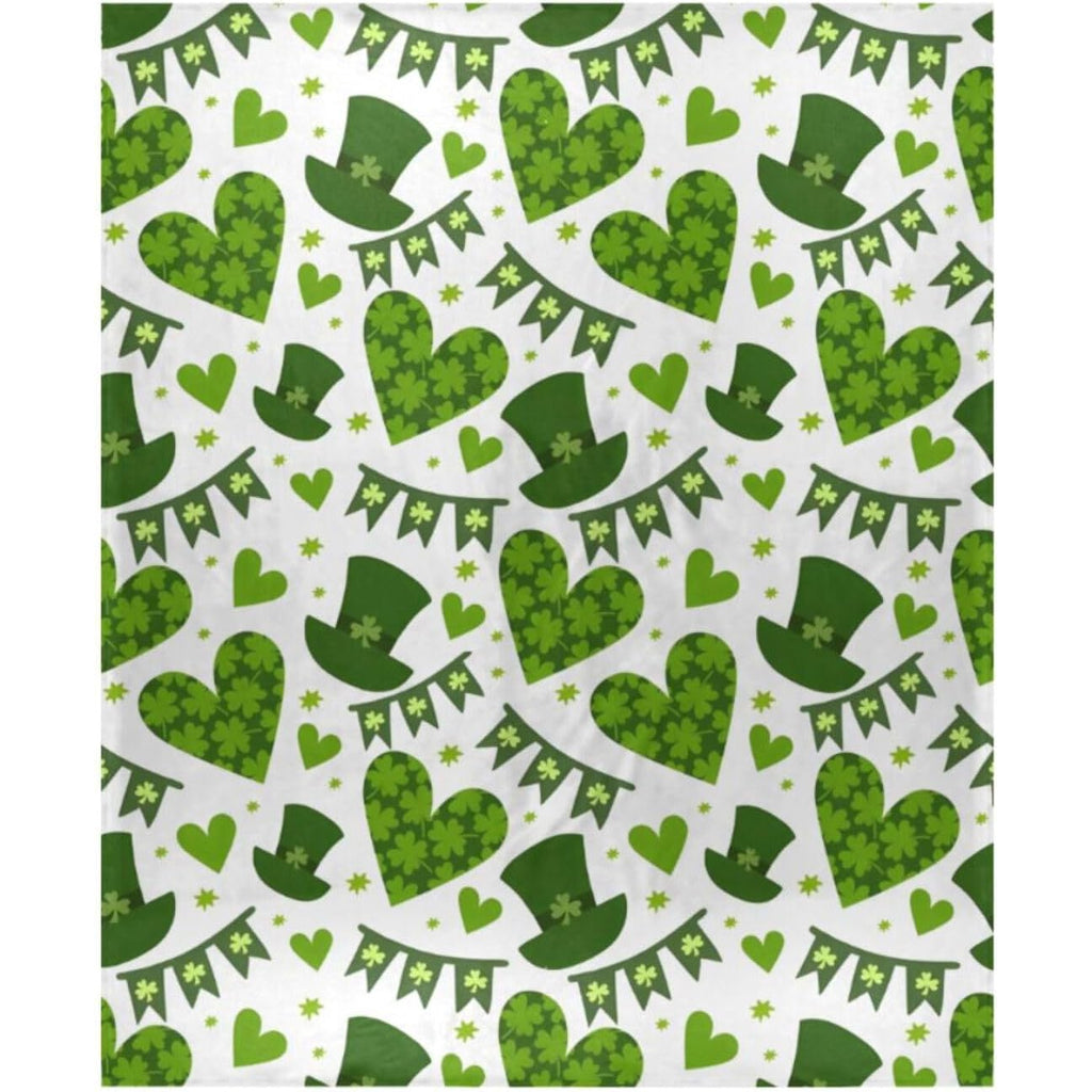 St. Patrick's Day Throw Blanket for Girls Boys, 50 X60, Lightweight Fuzzy Flannel Blanket for Couch, Sofa,, Travel