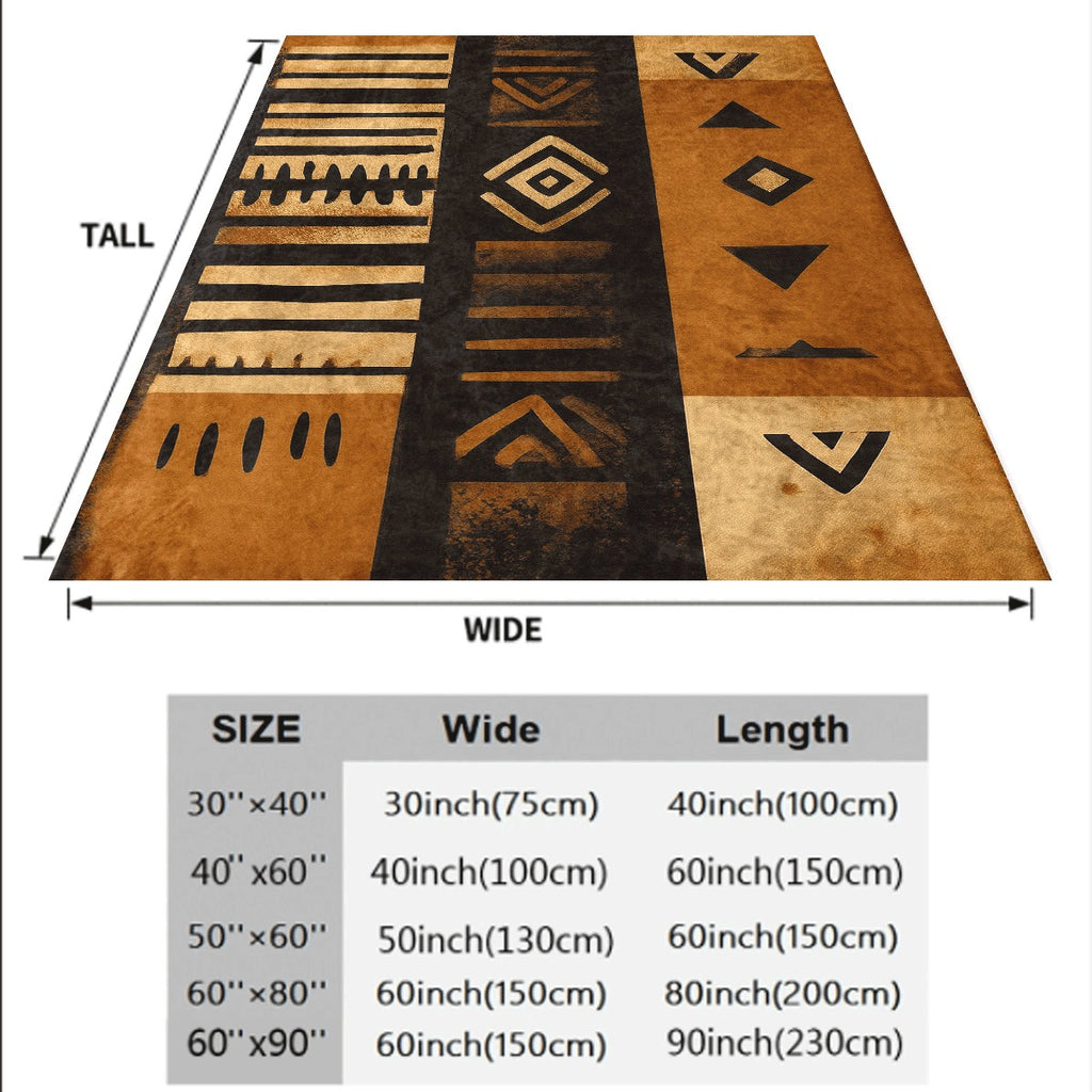 1pc a Blanket Printed on One Side, Inspired by an African Tribe, Showcasing Geometric Designs in Black, Brown, And Beige. Ideal for Camping, Home Use, Dormitories, And Travel, It Is Soft And Warm for Every Season