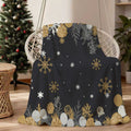 1pc Golden and White Snowflake Pinecone Christmas-themed Flannel Blanket, Soft, Comfortable, and Warm, with a Black Design. A Four-season Universal Sofa Throw and Warm Lap Blanket, Available in Multiple Sizes. Suitable for Living Room Sofas